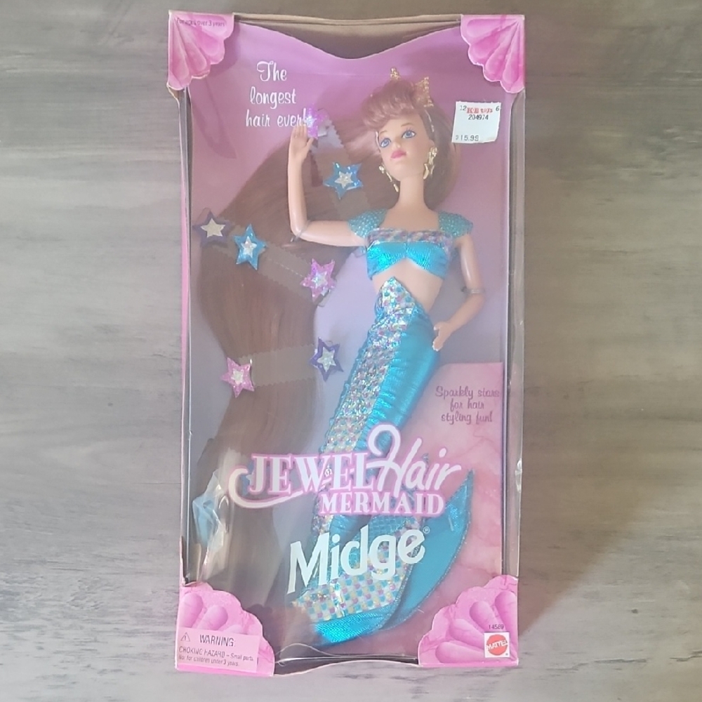 Mattel Jewel Hair Mermaid Midge Doll with Blue and Brown